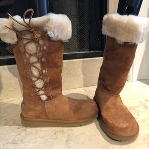 Authentic UGG Chestnut tall lace up boots